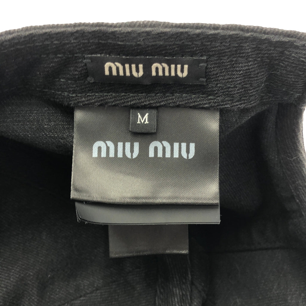 miu miu / ミュウミュウ | ロゴ ブラックデニム ベースボール キャップ 帽子 / ベルクロ調整可 / 5HC179 | M |