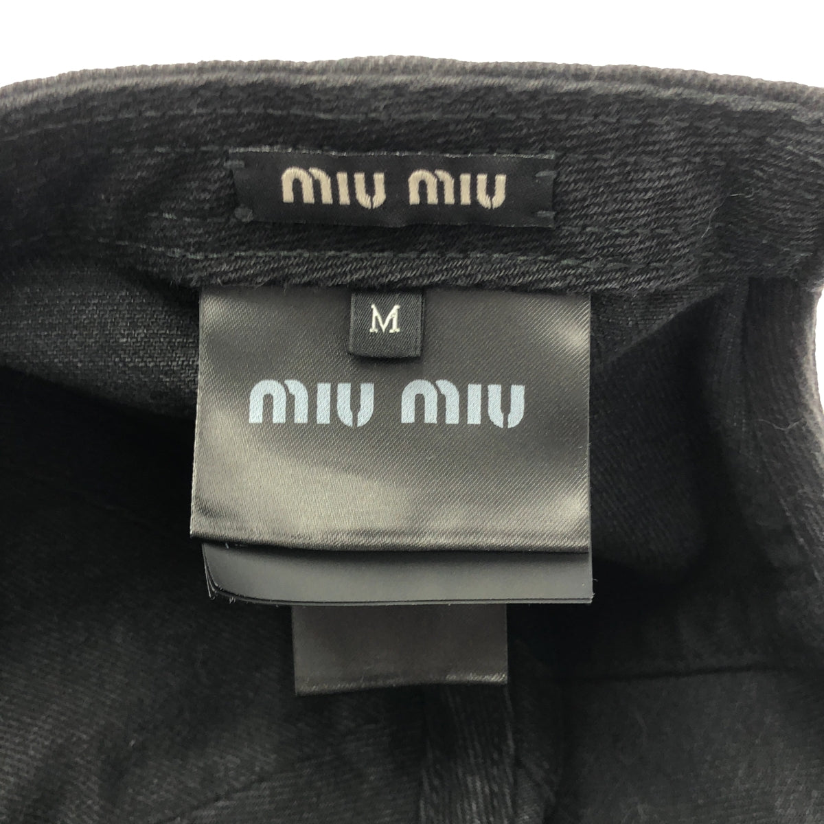 miu miu / ミュウミュウ | ロゴ ブラックデニム ベースボール キャップ 帽子 / ベルクロ調整可 / 5HC179 | M |