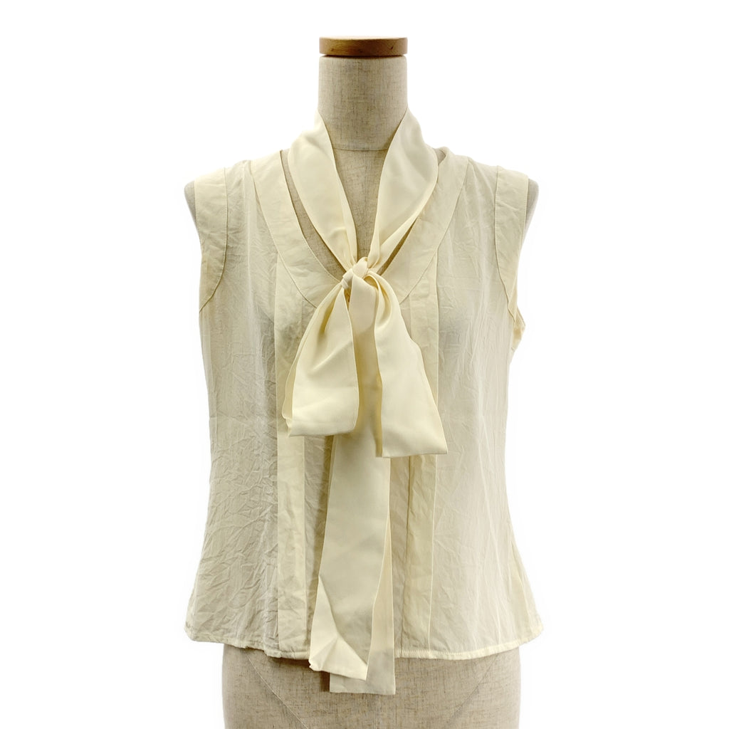 CHANEL / シャネル | タイ付き Uネック ノースリーブ シャツ |