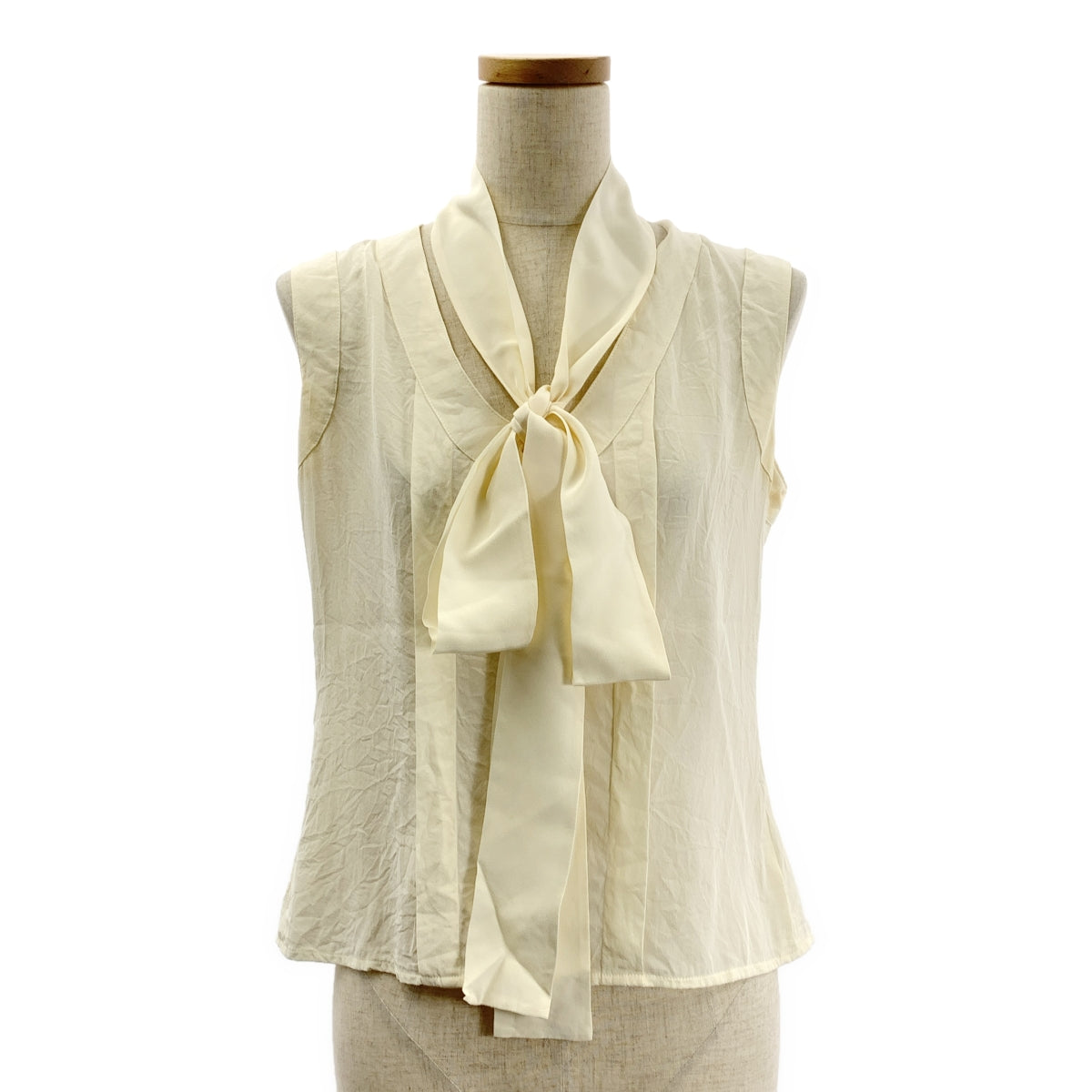 CHANEL / シャネル | タイ付き Uネック ノースリーブ シャツ |