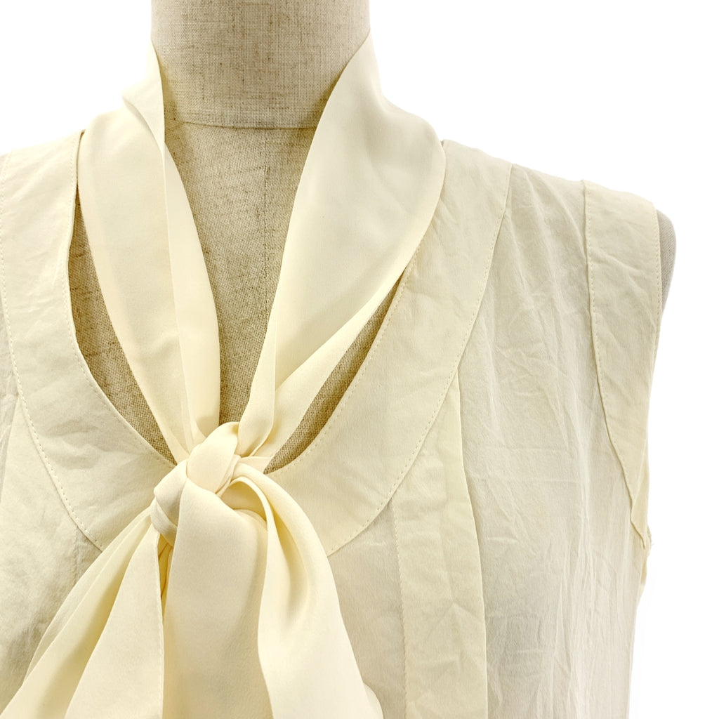 CHANEL / シャネル | タイ付き Uネック ノースリーブ シャツ |