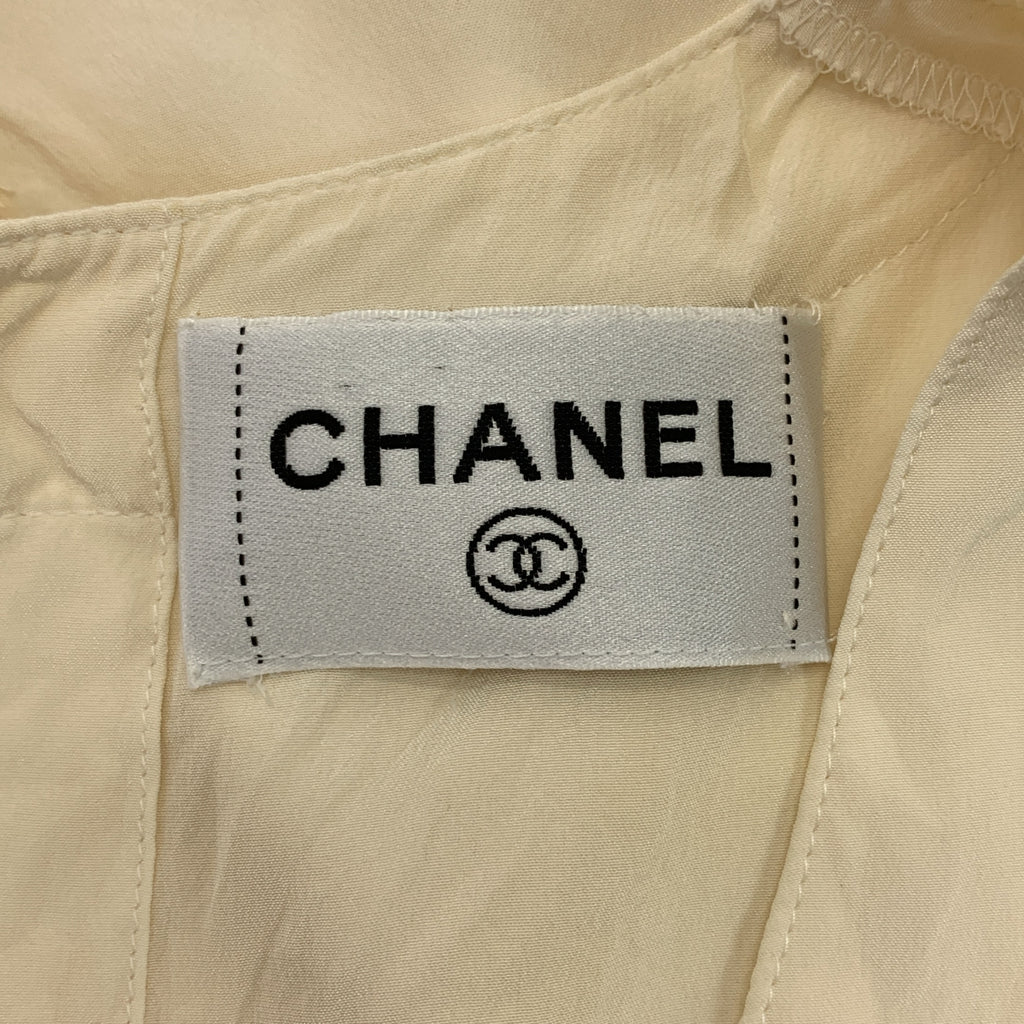 CHANEL / シャネル | タイ付き Uネック ノースリーブ シャツ |