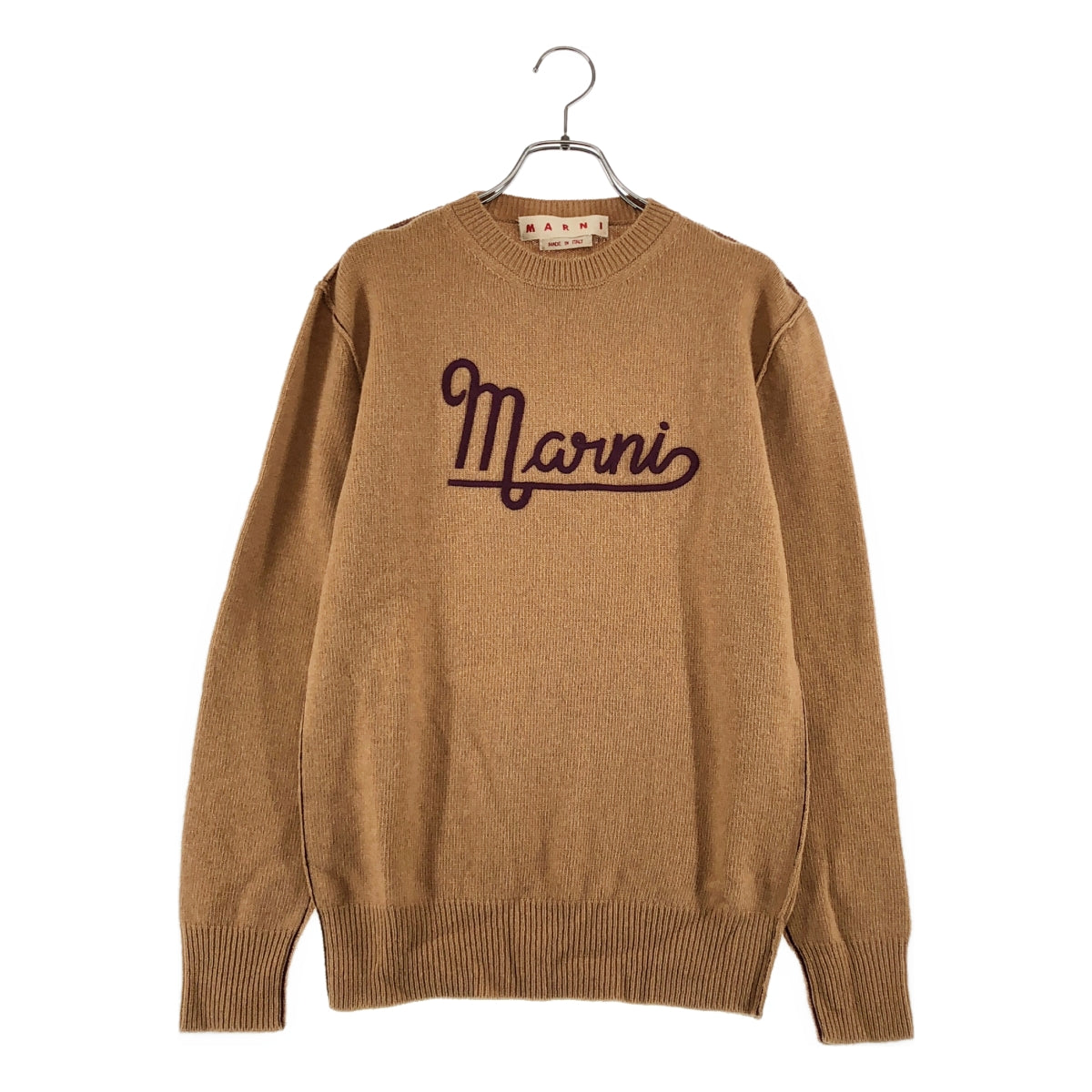 MARNI / マルニ | ウール ロゴ エンブロイダリー クルーネック ニット | 40 | レディース