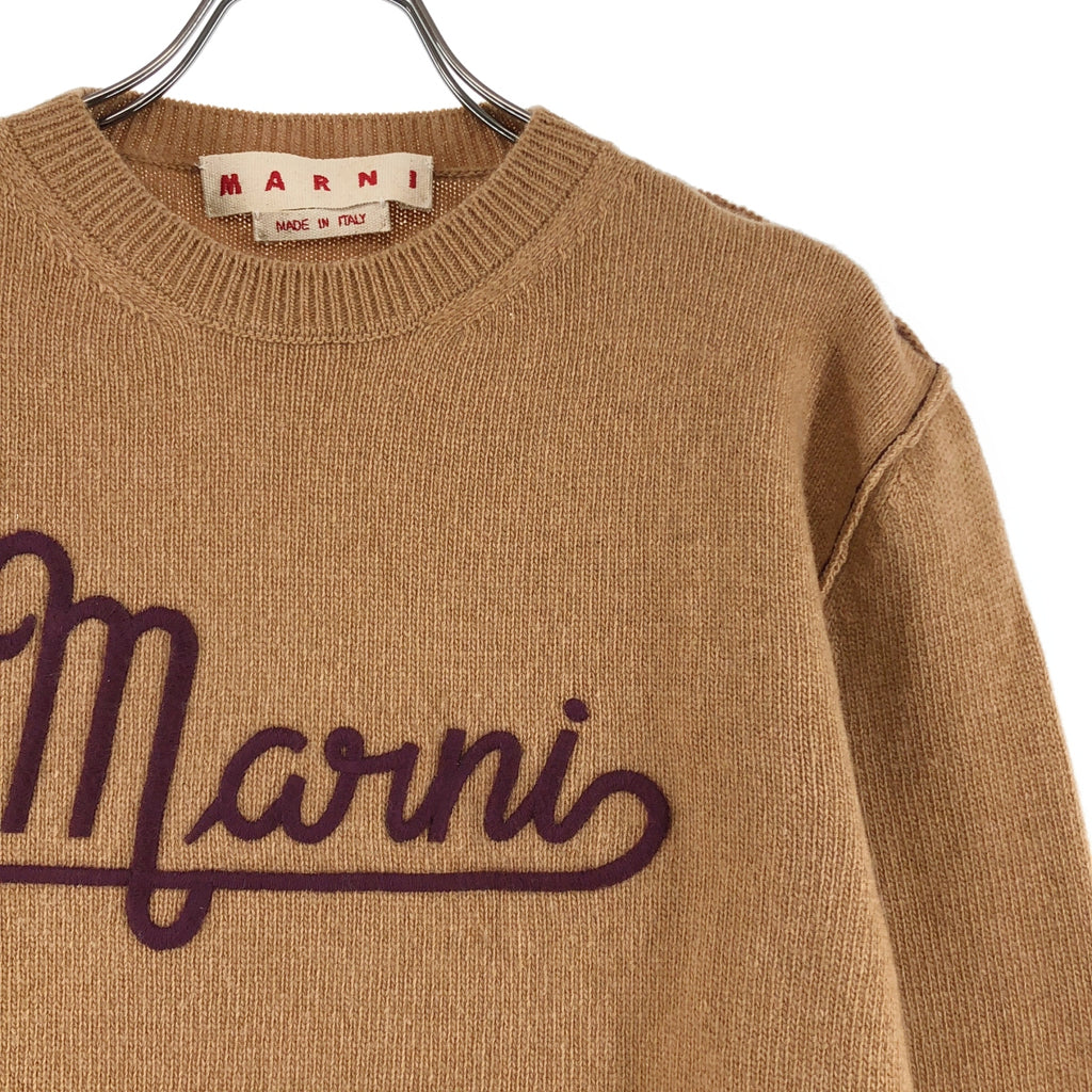 MARNI / マルニ | ウール ロゴ エンブロイダリー クルーネック ニット | 40 | レディース