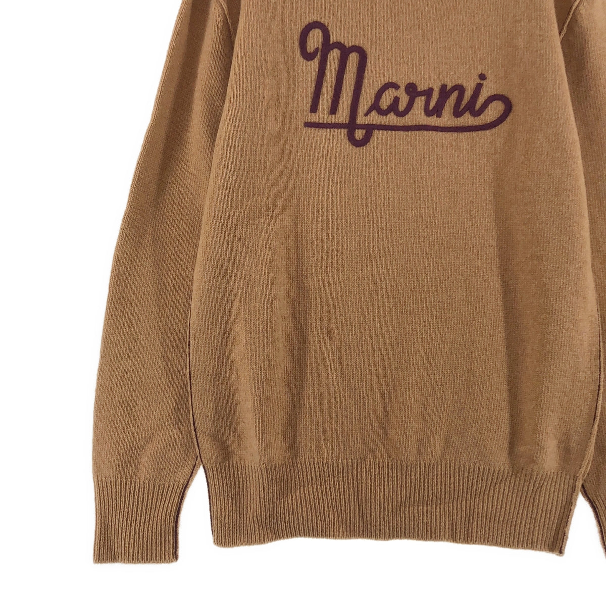 MARNI / マルニ | ウール ロゴ エンブロイダリー クルーネック ニット | 40 | レディース