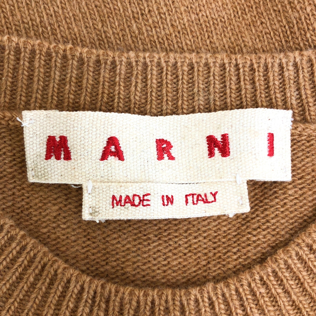 MARNI / マルニ | ウール ロゴ エンブロイダリー クルーネック ニット | 40 | レディース