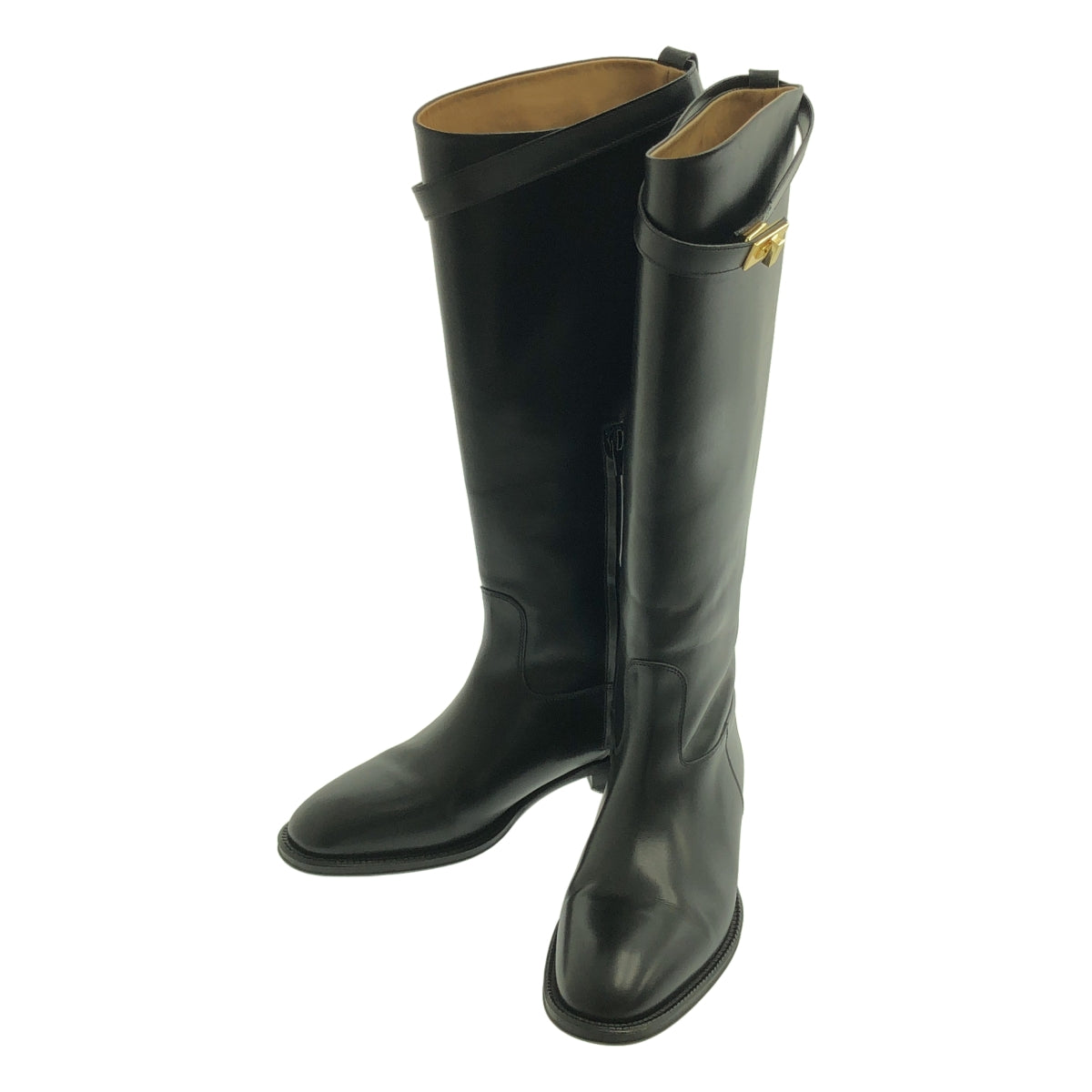 Au BANNISTER / 오바니 스타 | 가죽 스트랩 사이드 지퍼 롱 부츠 | 38 | 여성