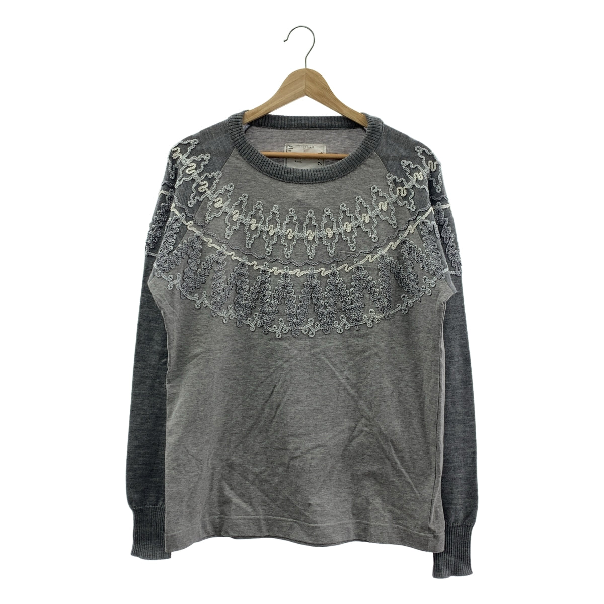 sacai | 北歐刺繡針織對接長袖T卹 | M碼 | 男款