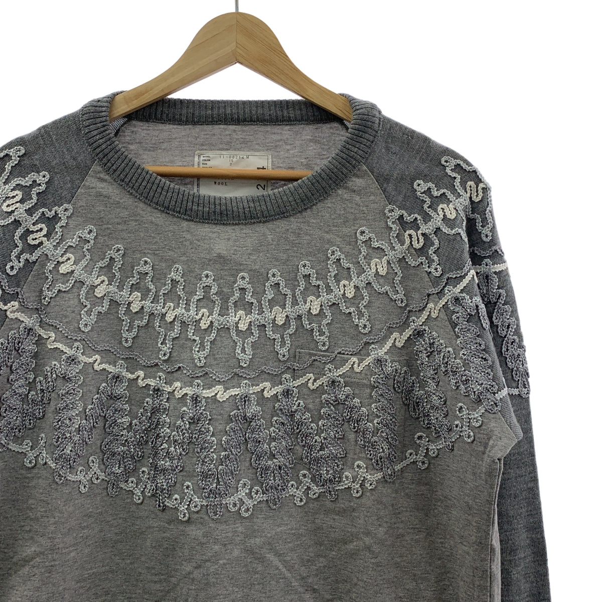 sacai | 北歐刺繡針織對接長袖T卹 | M碼 | 男款