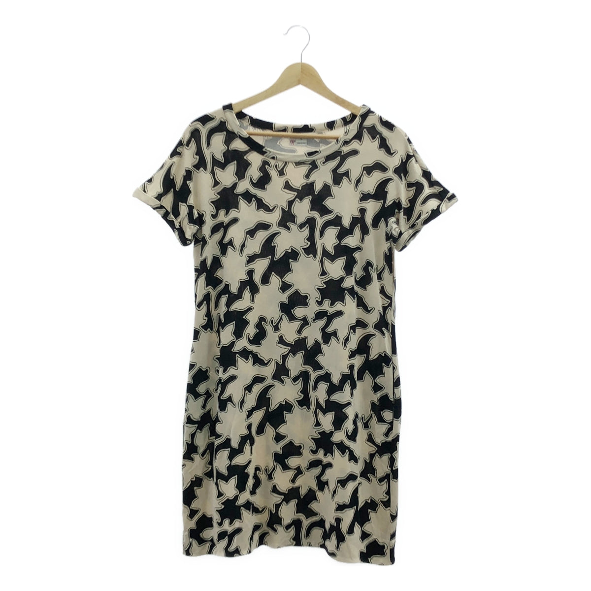 DIANE VON FURSTENBERG / ダイアンフォンファステンバーグ | BETH VINTAGE / クルーネック 総柄 シルク ワンピース | 10 | ベージュ / ブラック | レディース
