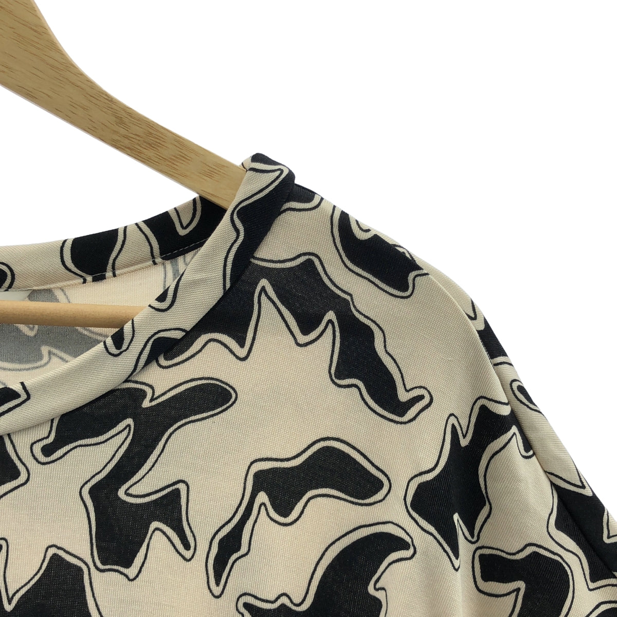 DIANE VON FURSTENBERG / ダイアンフォンファステンバーグ | BETH VINTAGE / クルーネック 総柄 シルク ワンピース | 10 | ベージュ / ブラック | レディース