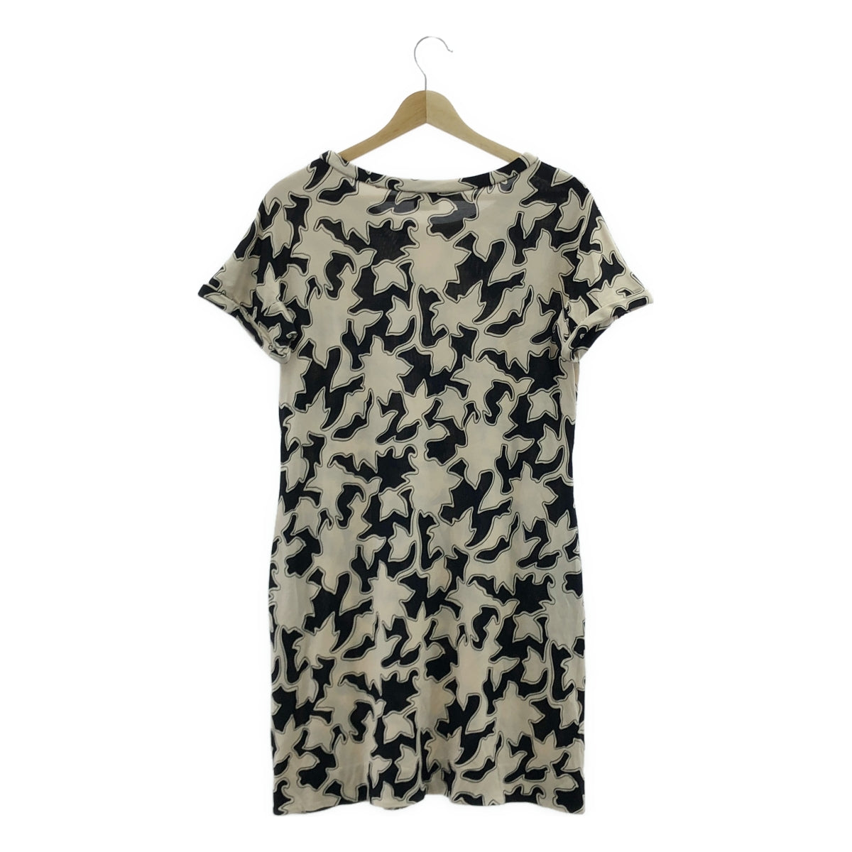 DIANE VON FURSTENBERG / ダイアンフォンファステンバーグ | BETH VINTAGE / クルーネック 総柄 シルク ワンピース | 10 | ベージュ / ブラック | レディース