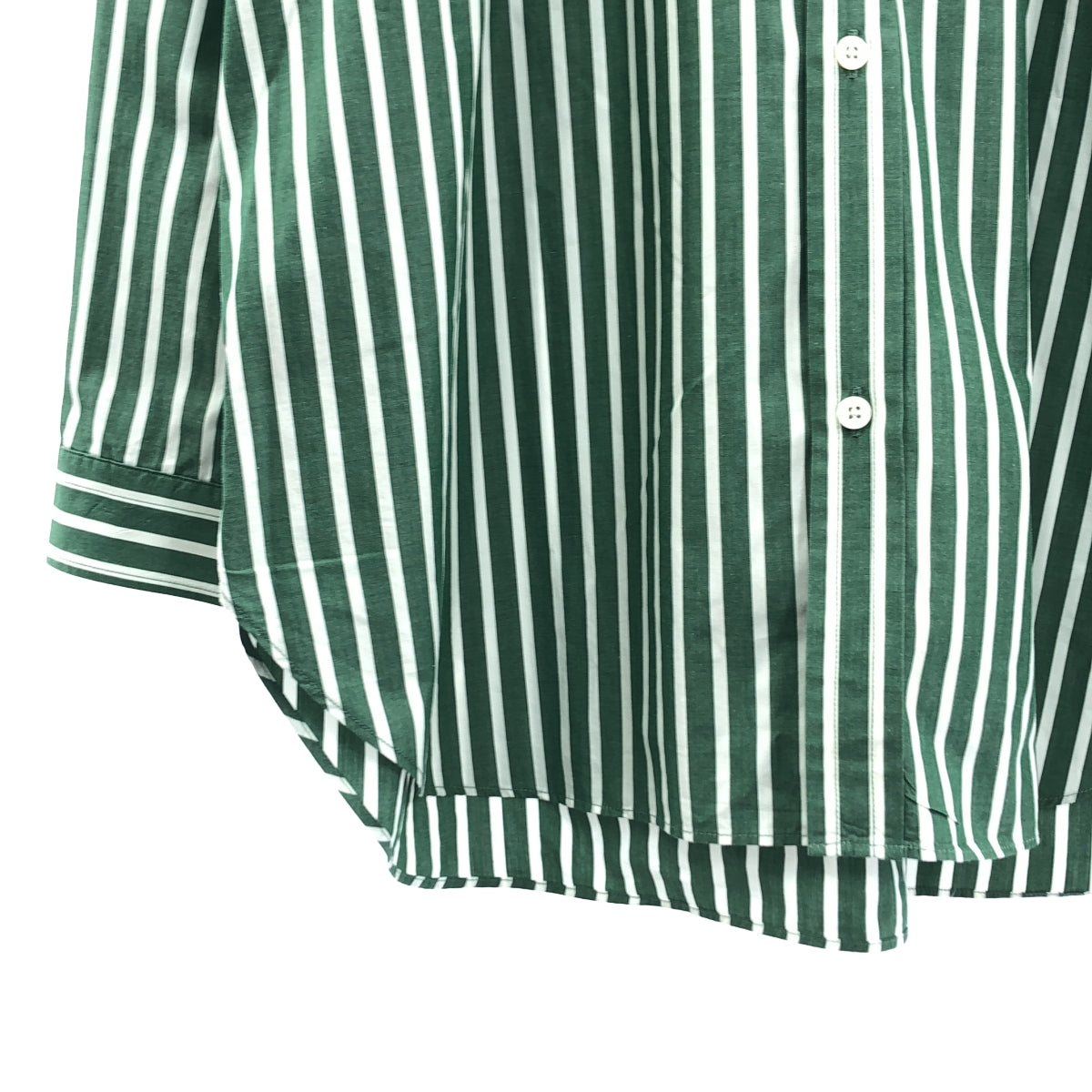 即將推出 | 標準口袋襯衫 棉質條紋襯衫 | L | 綠/白 | 男款