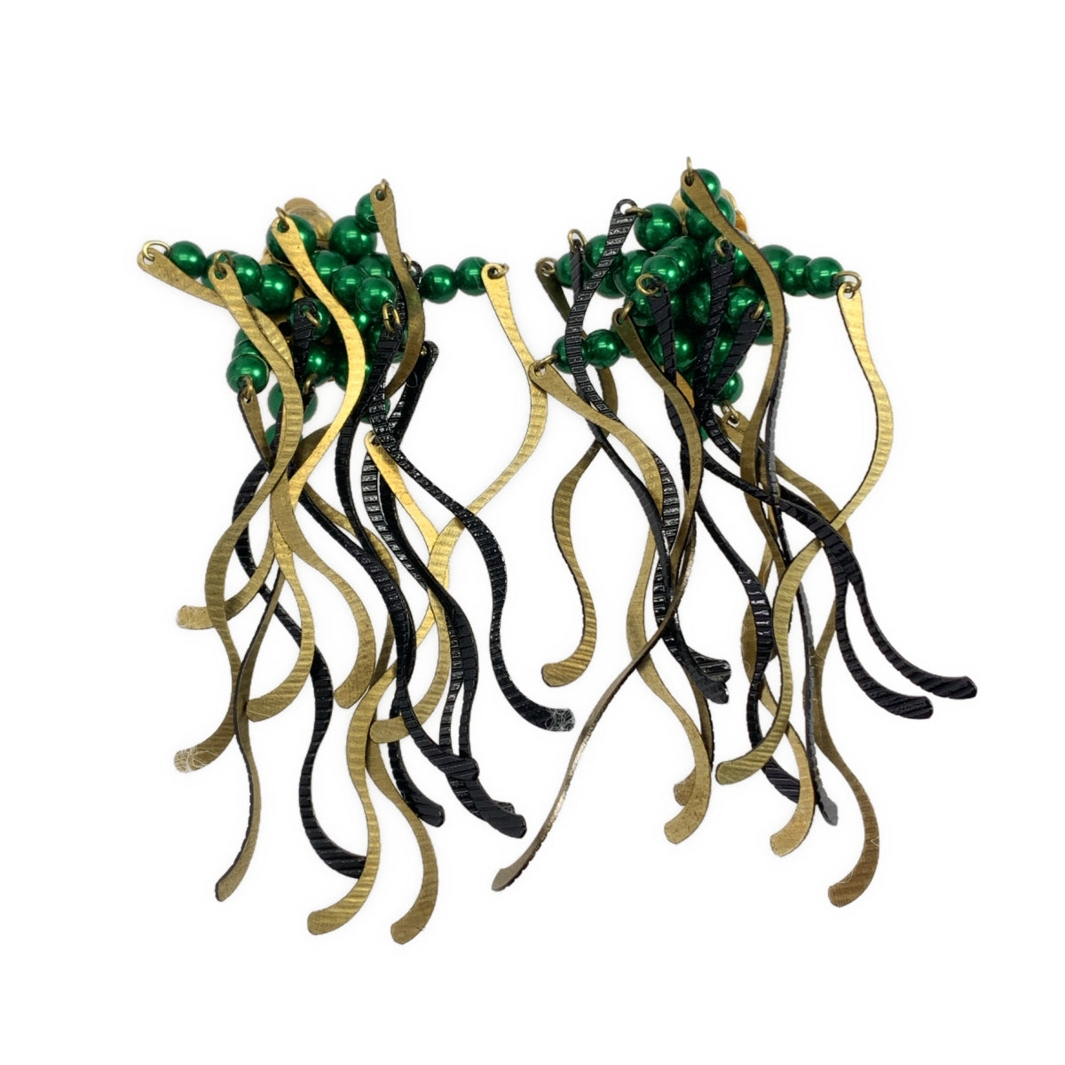 TOGA | 金屬流蘇珠耳環 | 金/黑/綠 | 女款