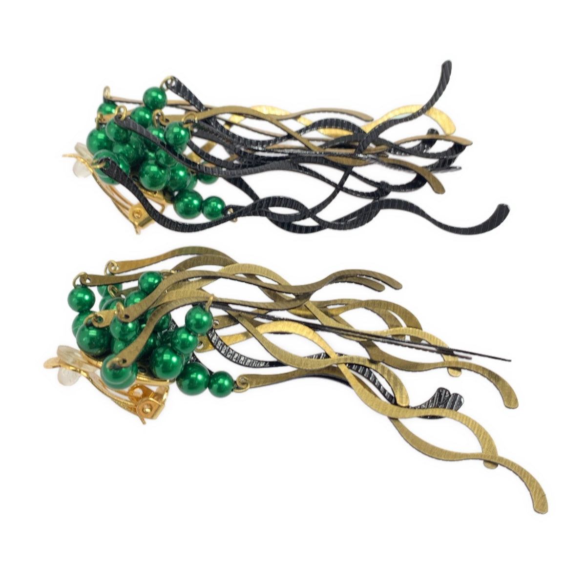 TOGA | 金屬流蘇珠耳環 | 金/黑/綠 | 女款