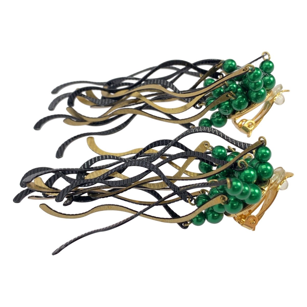 TOGA | 金屬流蘇珠耳環 | 金/黑/綠 | 女款