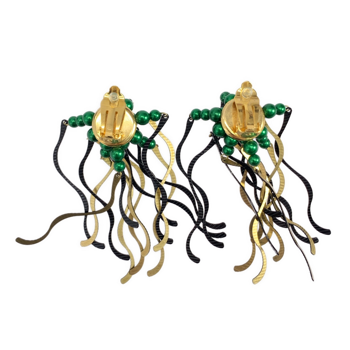 TOGA | 金屬流蘇珠耳環 | 金/黑/綠 | 女款