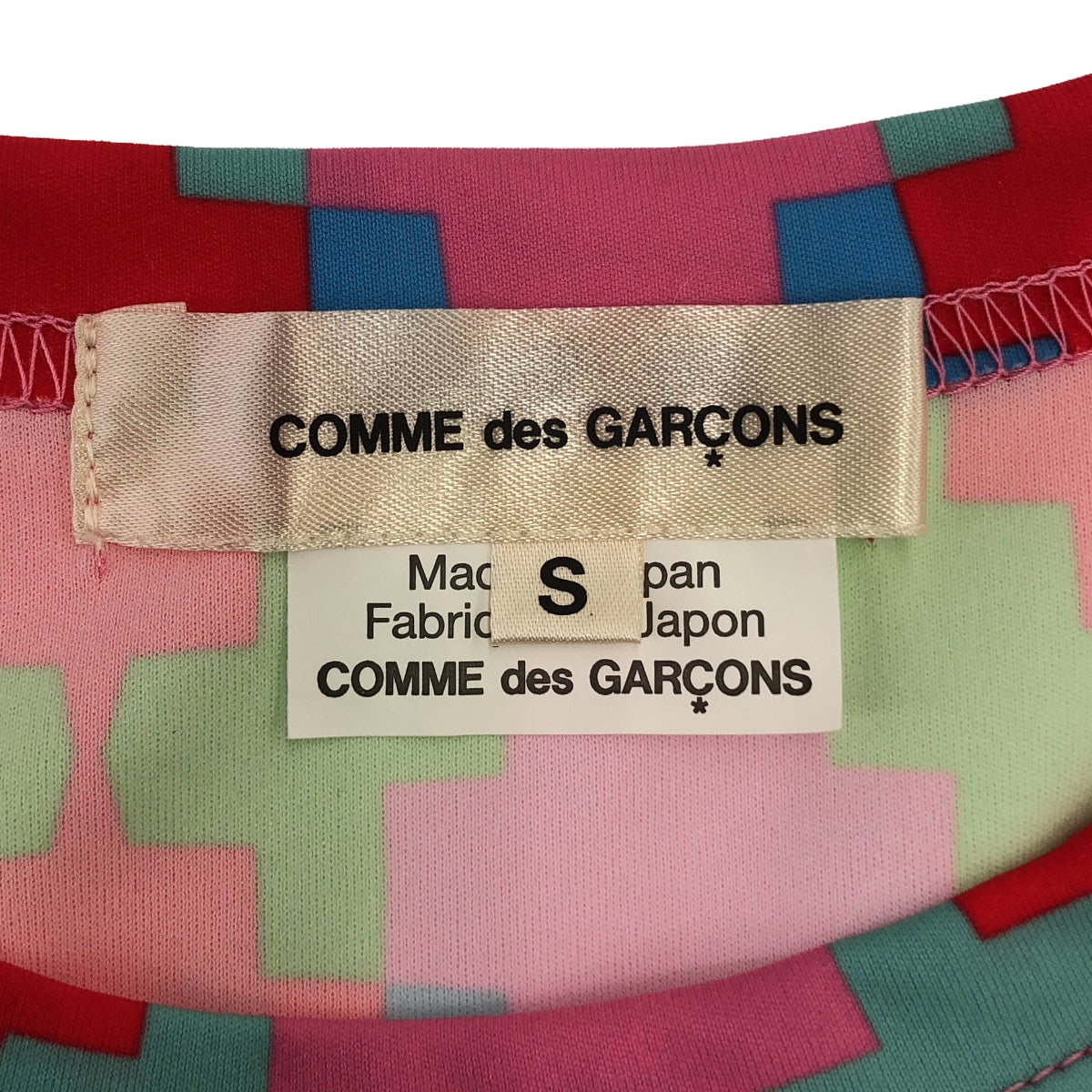 [Good Condition] COMME des GARCONS | 2024SS | Polyester all-over pattern, geometric pattern, deformed, 3D sleeves, pullover, cut-and-sew top | S | Multicolor | Women's