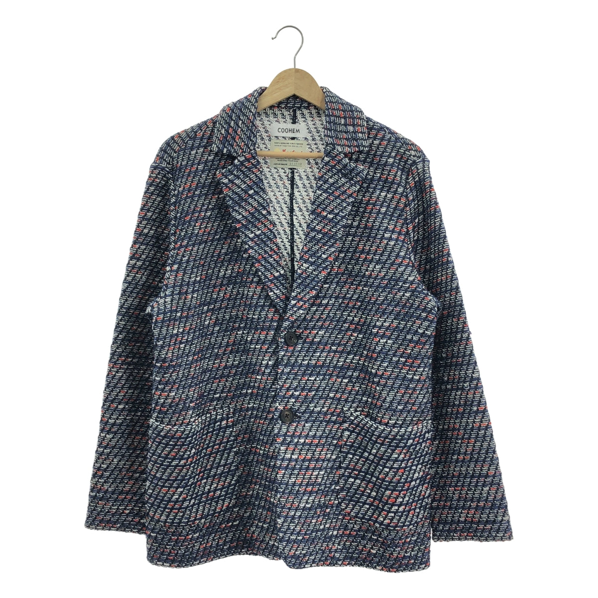 Coohem Archive Blazer 粗花呢夾克（類似新品）- 男士單排扣粗花呢西裝外套，L 碼，海軍藍