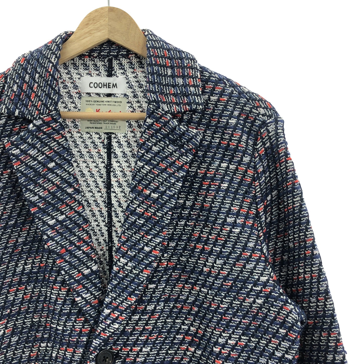 Coohem Archive Blazer 粗花呢夾克（類似新品）- 男士單排扣粗花呢西裝外套，L 碼，海軍藍