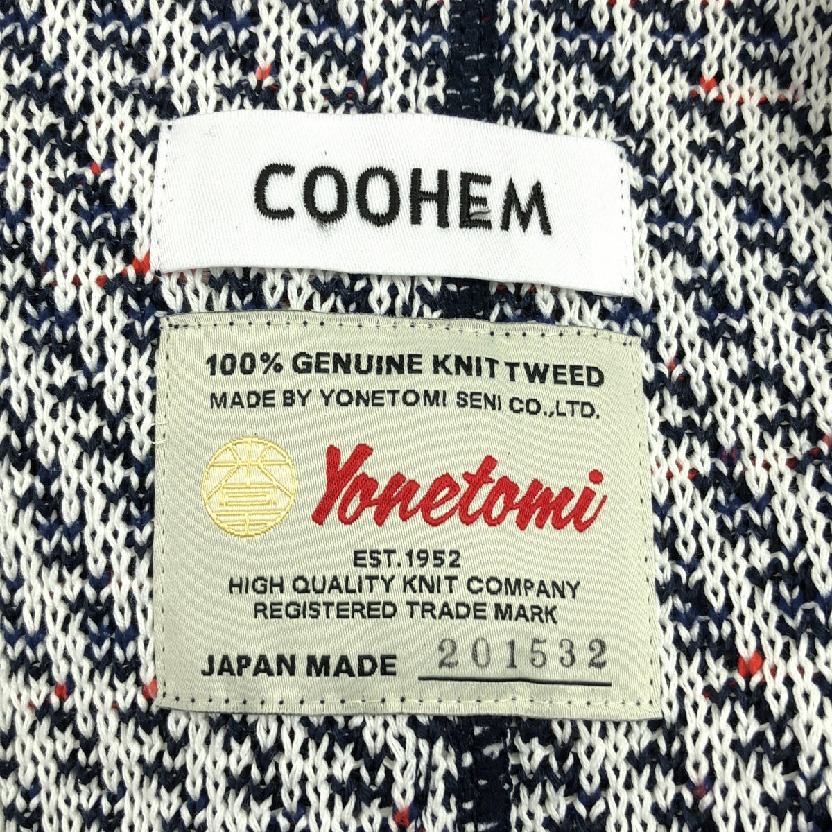 【美品】  Coohem / コーヘン | ARCHIVE_BLAZER TWEED JACKET / ツイード シングルブレスト テーラードジャケット | L | ネイビー | メンズ