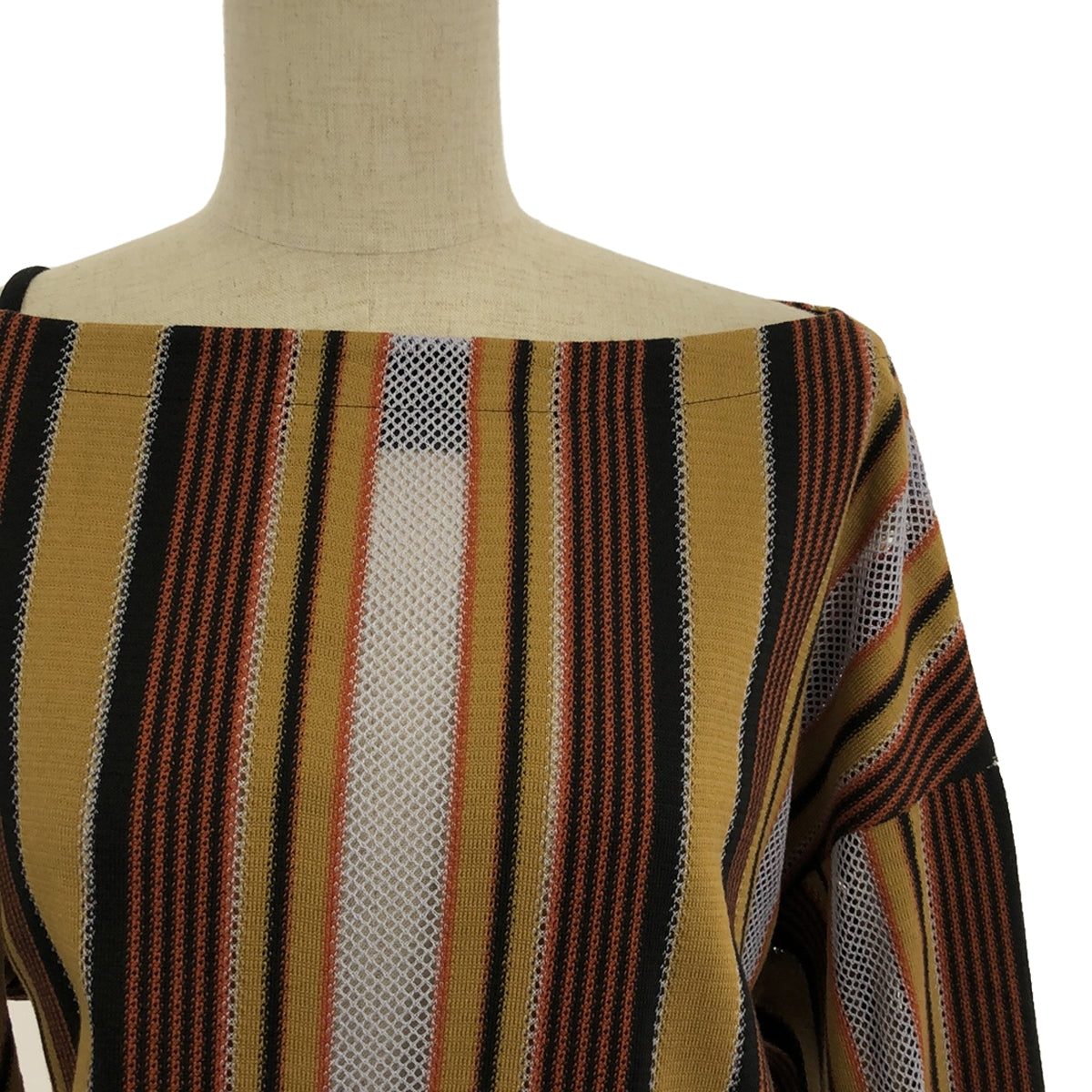 【新品】  Mame Kurogouchi / マメクロゴウチ | 2023AW | Raschel Jersey Torchon Lace Stripe Top / トーションレース トップス | 1 | brown | レディース