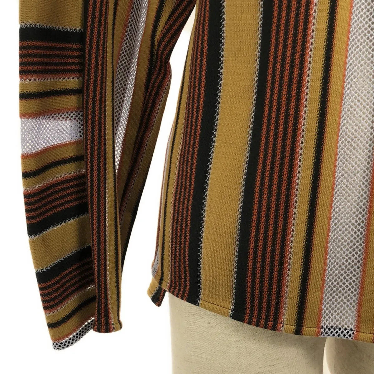 【신품】 Mame Kurogouchi / 마메쿠로고우치 | 2023AW | Raschel Jersey Torchon Lace Stripe Top / 토션 레이스 탑스 | 1 | 브라운 | 여성