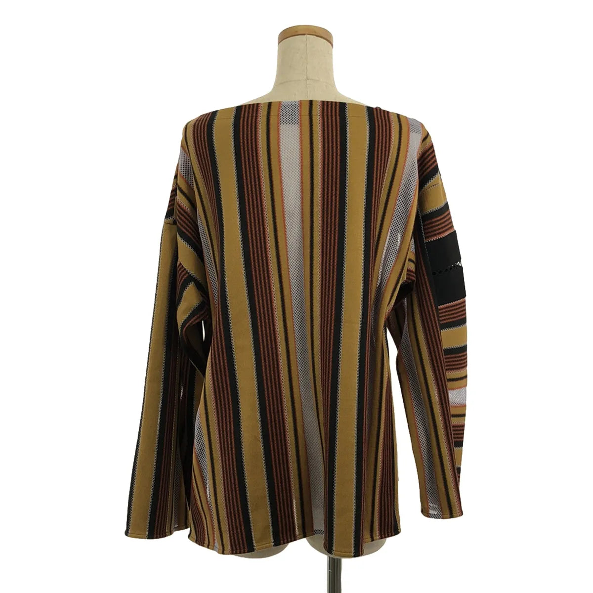 【신품】 Mame Kurogouchi / 마메쿠로고우치 | 2023AW | Raschel Jersey Torchon Lace Stripe Top / 토션 레이스 탑스 | 1 | 브라운 | 여성