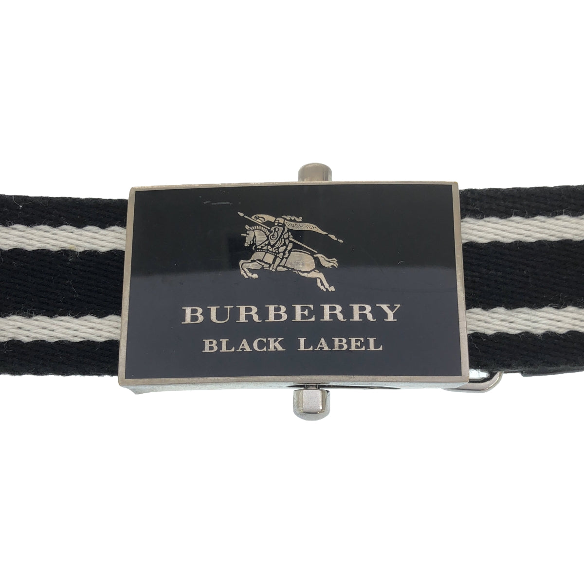 BURBERRY BLACK LABEL / バーバリーブラックレーベル | ホースロゴ スクエアバックル ライン ガチャベルト |