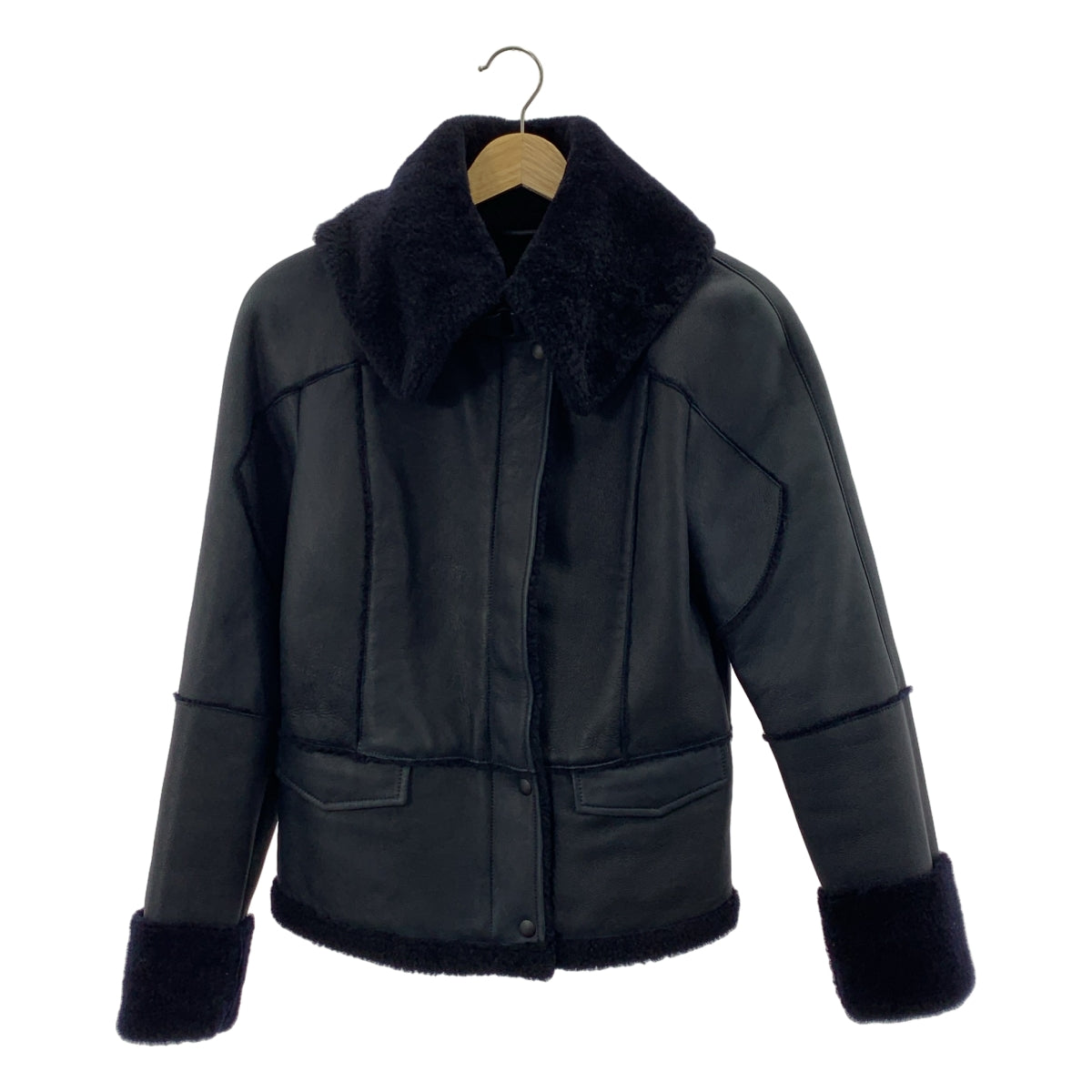 【美品】  BOTTEGA VENETA / ボッテガヴェネタ | レザー ボア ムートン ジャケット | 40 | ブラック | レディース