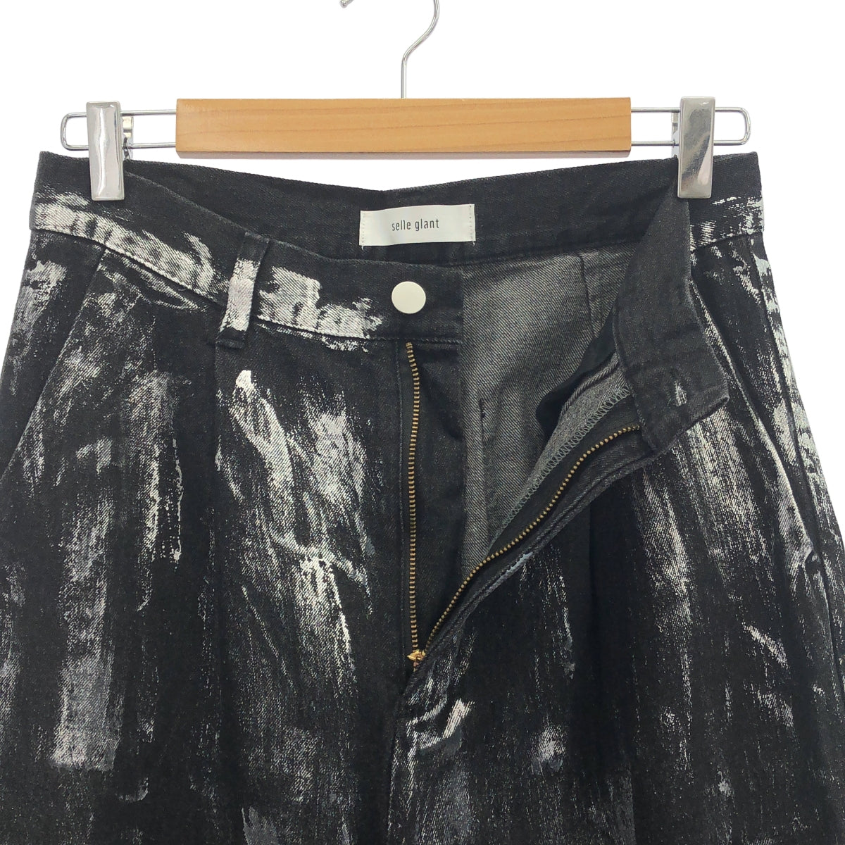 selle glant / 셀레그란트 | 실버 페인트 데님 팬츠 | M | 블랙 | 남성