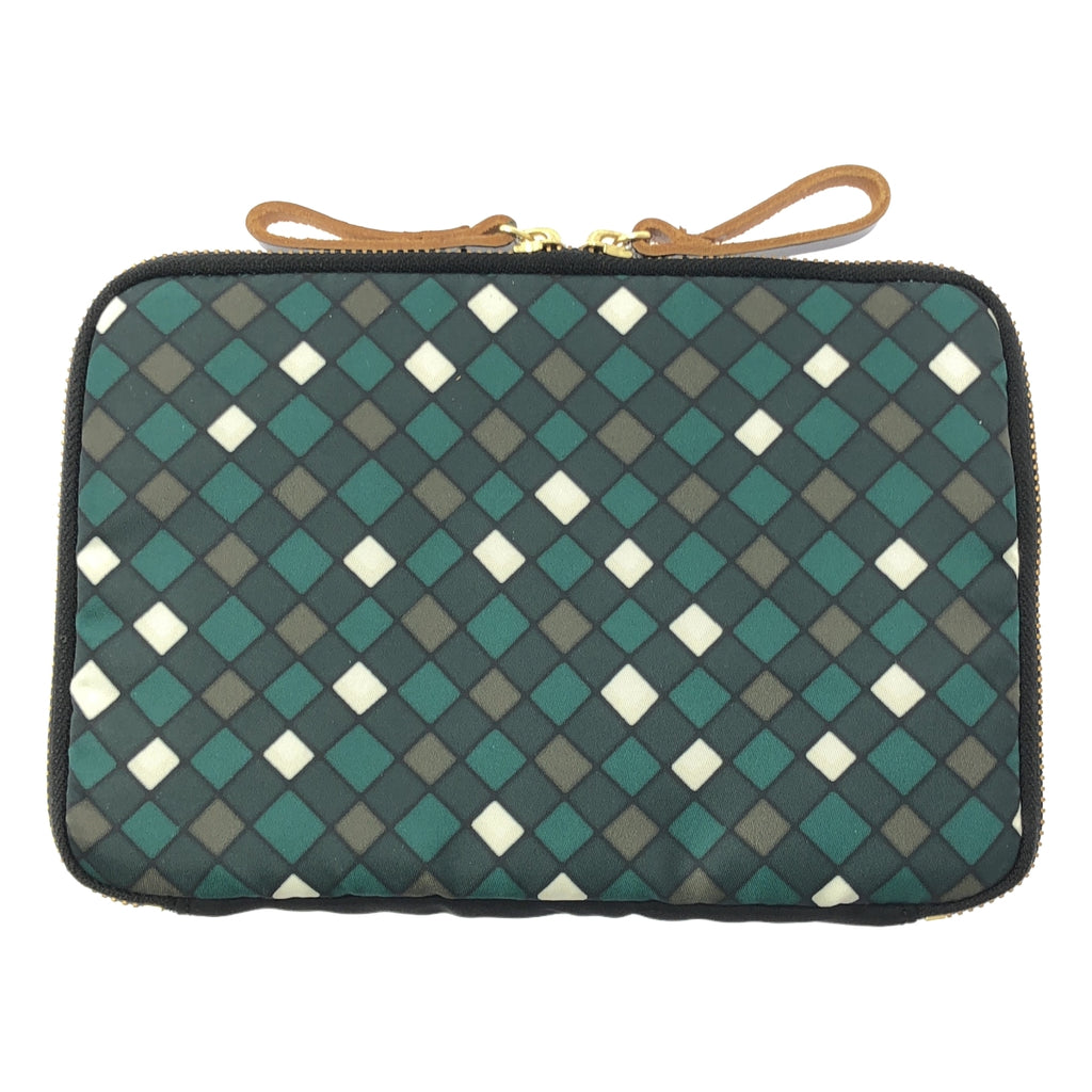 【美品】  MARNI / マルニ | ×PORTER ポーター / アーガイルチェック ラウンドジップ ポーチ | ブラック / グリーン | レディース