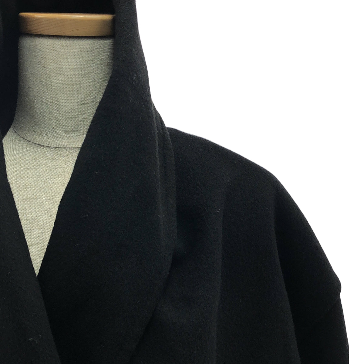 【美品】  HERMES / エルメス | レザーベルト カシミヤ ドレープ コート | 34 | ブラック | レディース