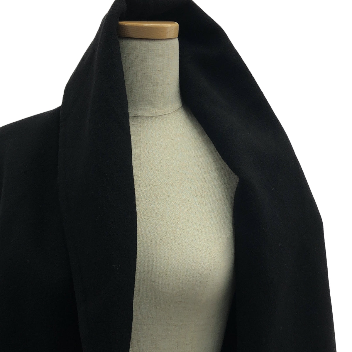 【美品】  HERMES / エルメス | レザーベルト カシミヤ ドレープ コート | 34 | ブラック | レディース