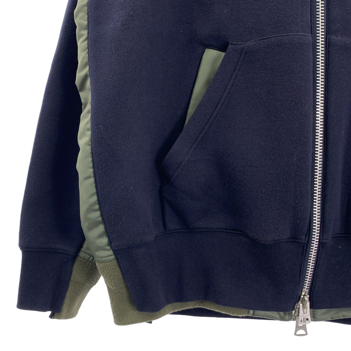 sacai / サカイ | 2022SS | ドッキング スウェット MA-1 ジップアップ パーカー | 3 | ネイビー / オリーブ | メンズ