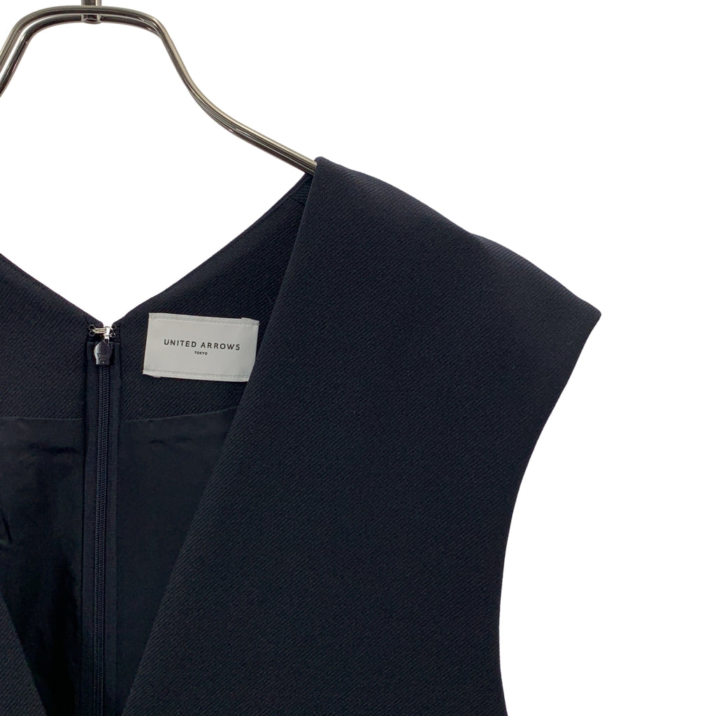 【成色極佳】UNITED ARROWS | 女士百褶背帶裙 | 尺寸 38 | 海軍藍