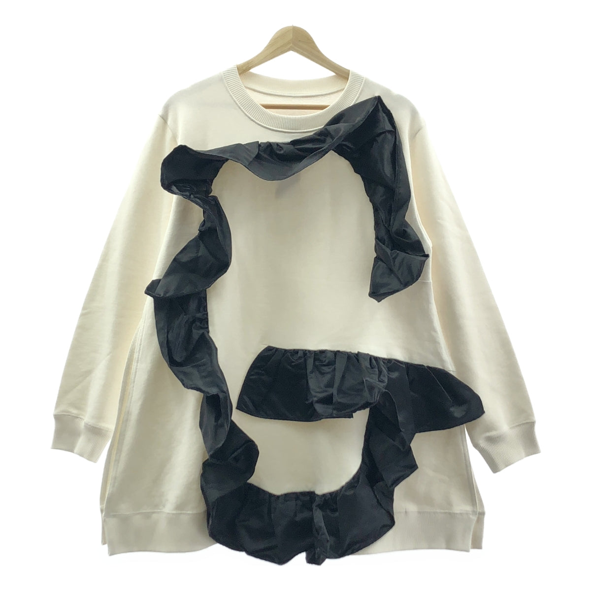 MM6 Maison Margiela / エムエムシックスメゾンマルジェラ | 2019AW | フリル装飾 オーバー スウェット トレーナー | S | ホワイト/ブラック | レディース