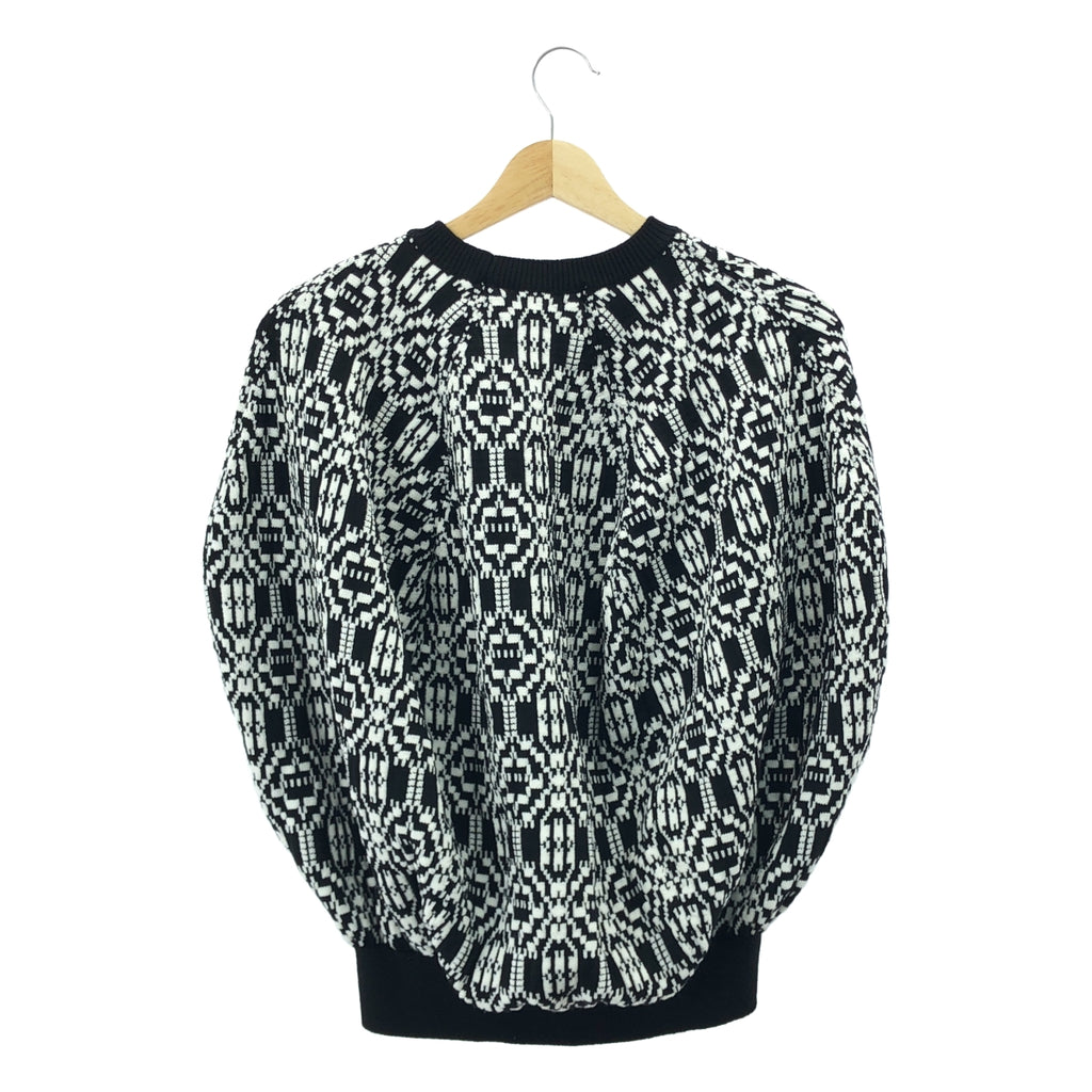 [類似新品] COMME des GARÇONS | 2021 秋冬 | 羊毛-聚酯全印花不對稱無袖針織衫 | XS 碼 | 黑色/白色 | 女款