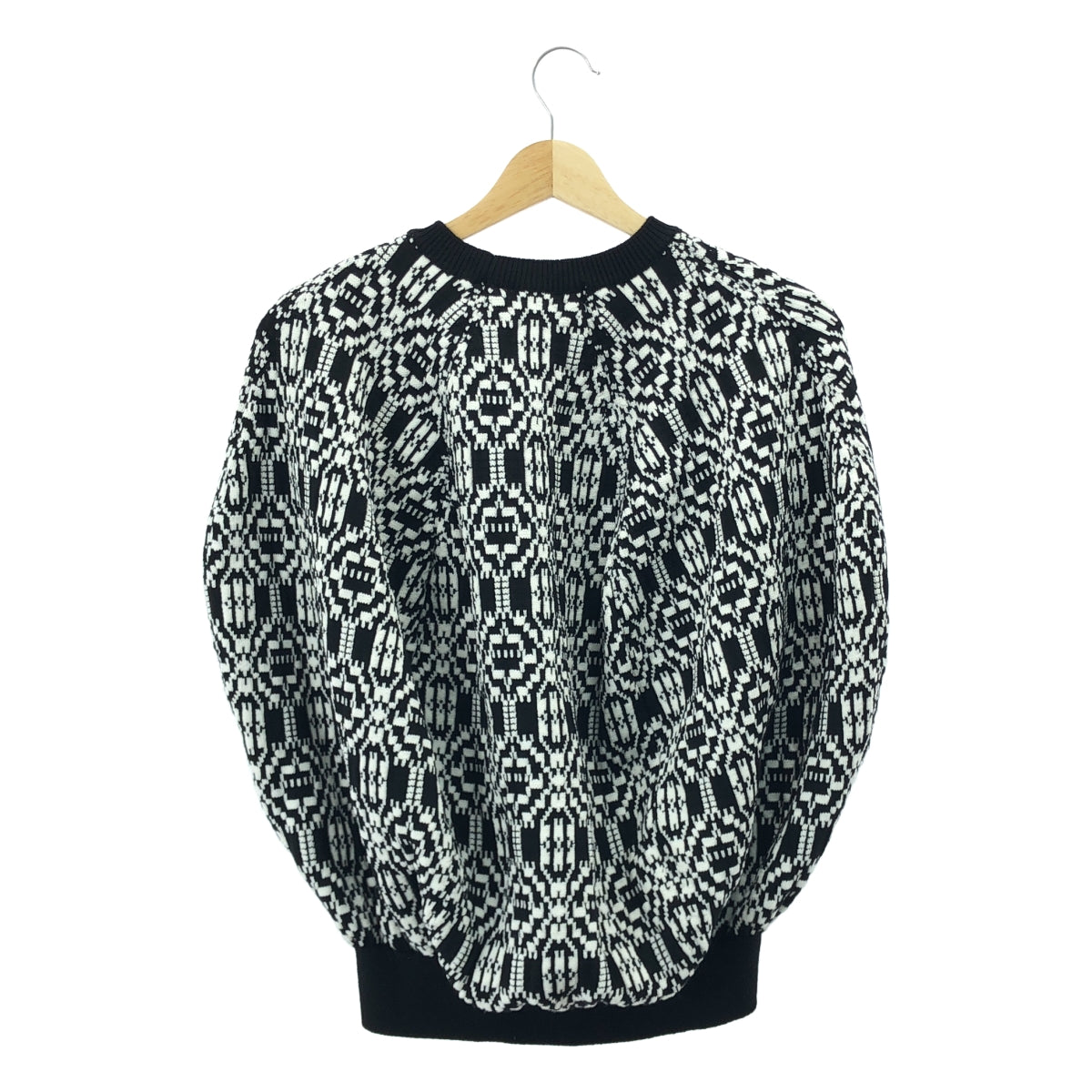 [類似新品] COMME des GARÇONS | 2021 秋冬 | 羊毛-聚酯全印花不對稱無袖針織衫 | XS 碼 | 黑色/白色 | 女款