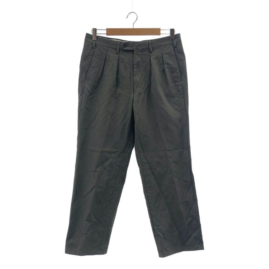TOMORROWLAND PILGRIM / トゥモローランド ピルグリム | 2025SS | SONDRIO / ソンドリオ社 / SAVILE ROW ROYAL 生地 / EMINENTO / コットン 2プリーツ ストレート スラックス パンツ | 48 | オリーブ | メンズ