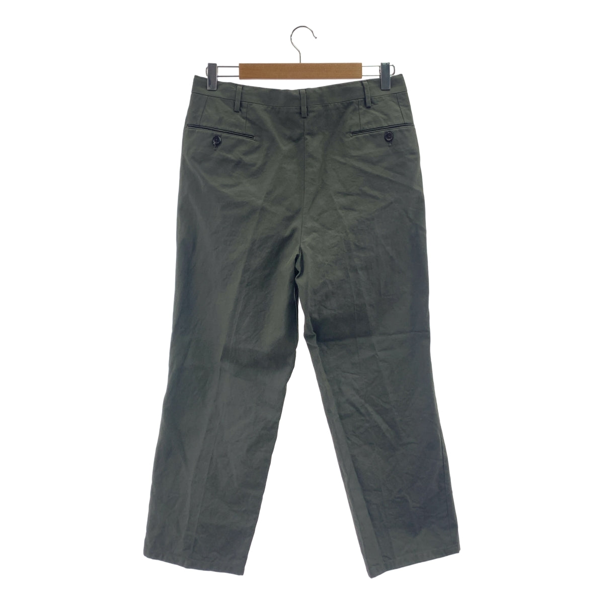 明日世界朝聖者 | 2025SS | SONDRIO / SAVILE ROW ROYAL 布料 / EMINENTO / 棉質雙褶直筒休閒褲 | 尺寸 48 | 橄欖綠 | 男款