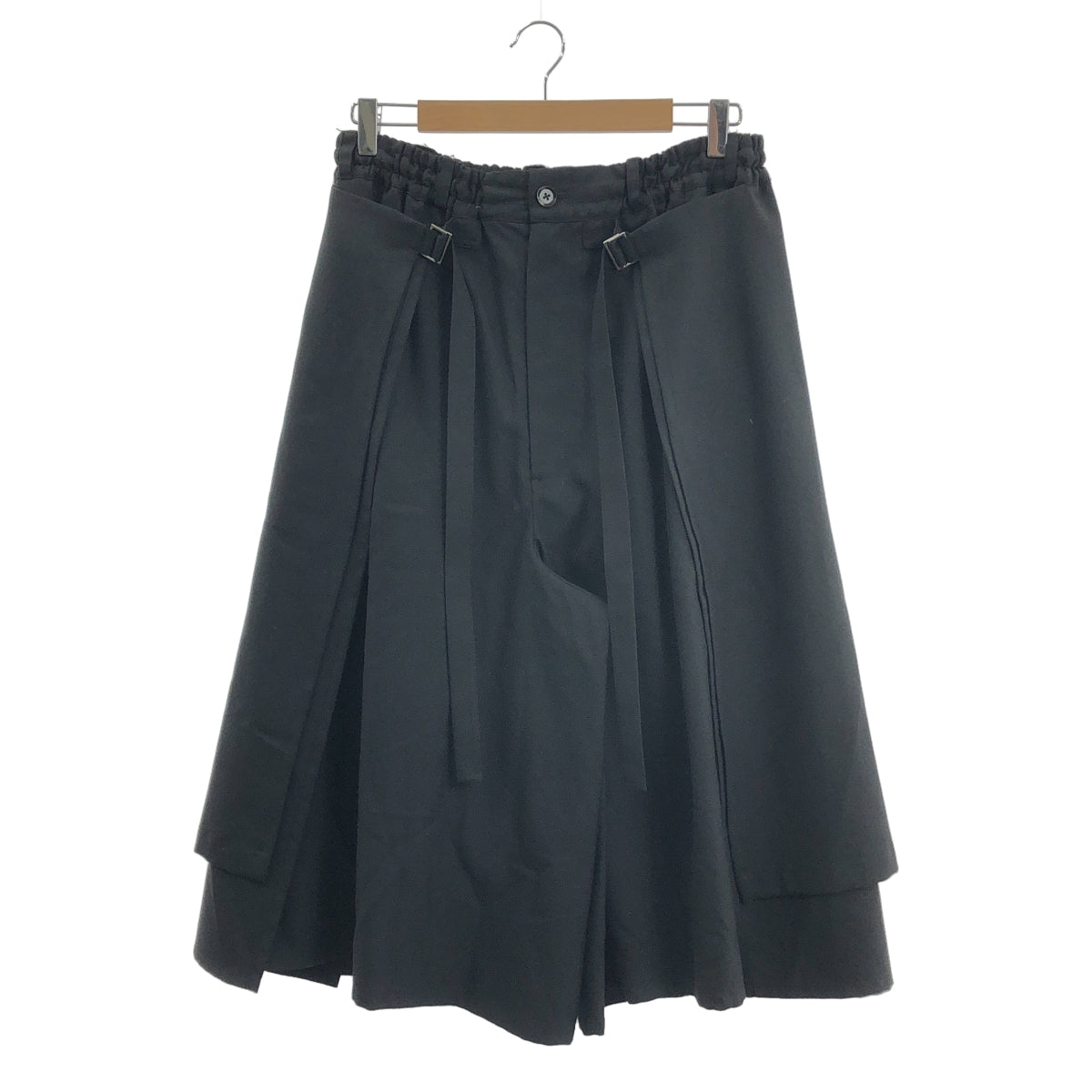 【美品】  Ground Y / グラウンドワイ | W Gabardine Round and Round Skirt Pants ウールギャバジン スカート パンツ | 3 | ブラック | メンズ