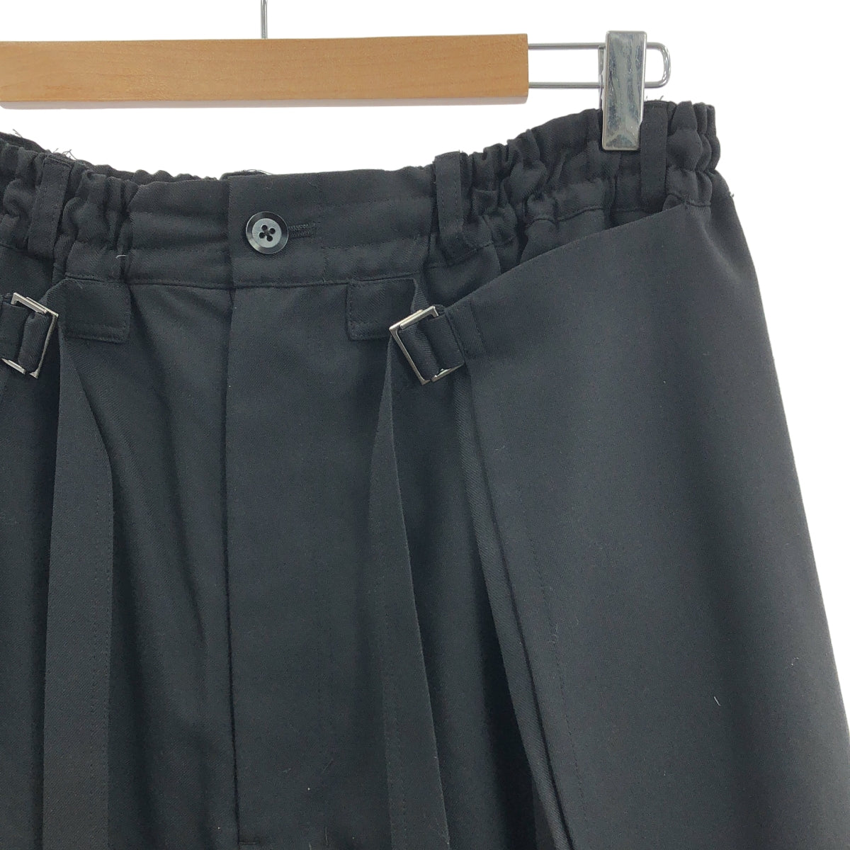 【美品】  Ground Y / グラウンドワイ | W Gabardine Round and Round Skirt Pants ウールギャバジン スカート パンツ | 3 | ブラック | メンズ
