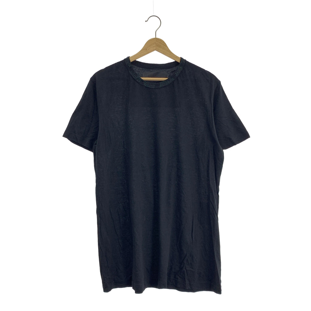 ziggy chen / ジギーチェン | コットン 襟シルク 切替 クルーネックTシャツ | 46 | メンズ