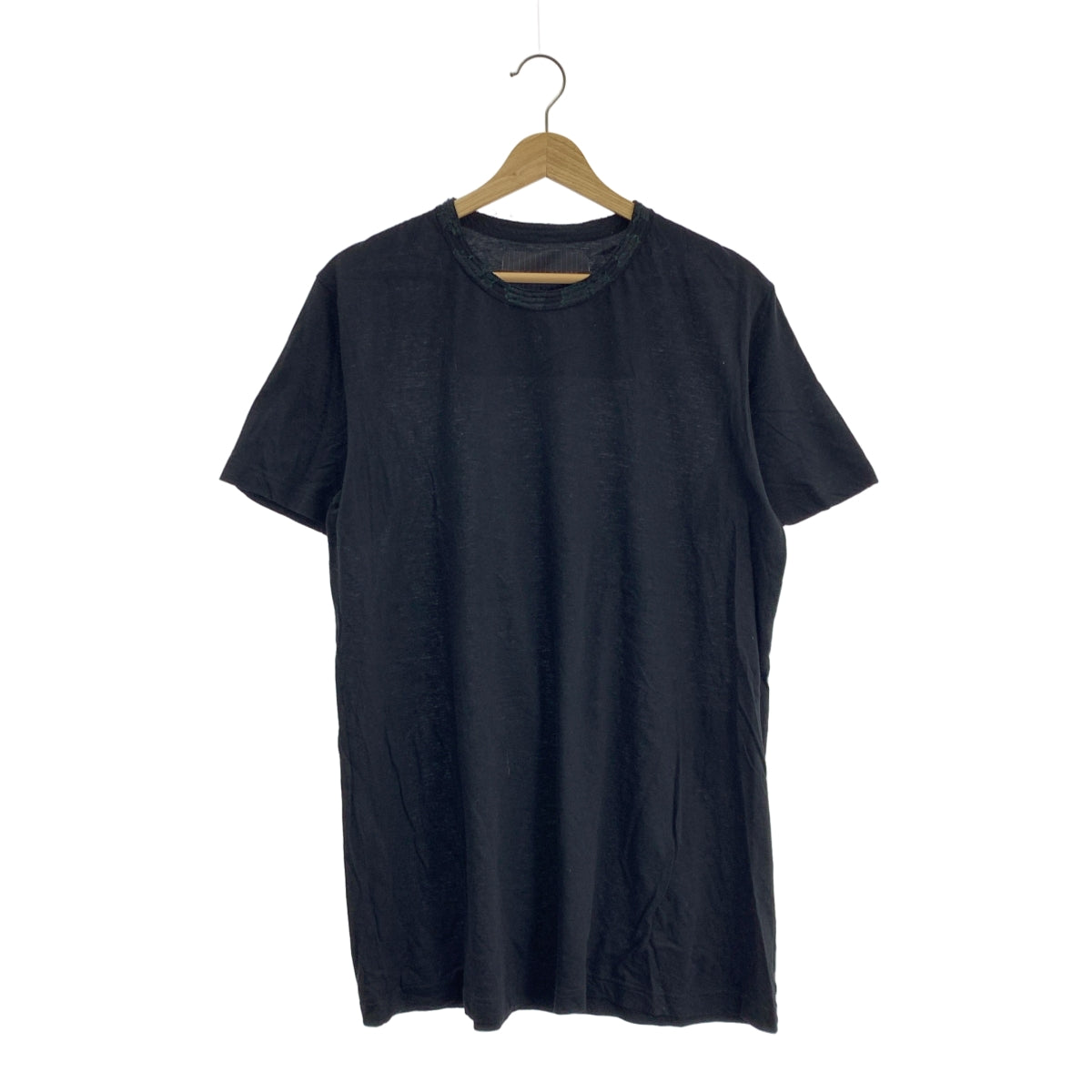 ziggy chen / ジギーチェン | コットン 襟シルク 切替 クルーネックTシャツ | 46 | メンズ