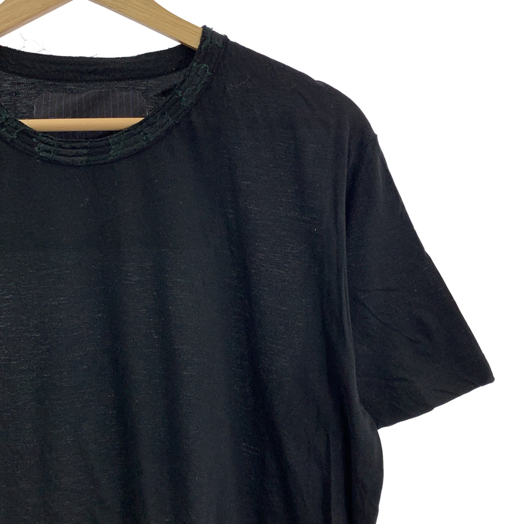 ziggy chen / ジギーチェン | コットン 襟シルク 切替 クルーネックTシャツ | 46 | メンズ