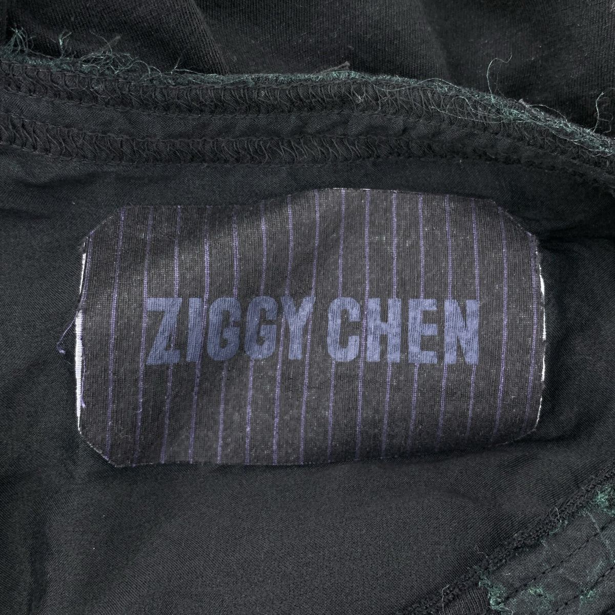 ziggy chen / ジギーチェン | コットン 襟シルク 切替 クルーネックTシャツ | 46 | メンズ