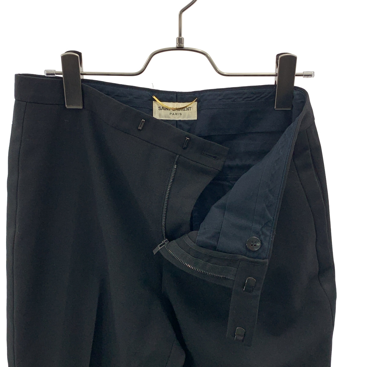 SAINT LAURENT PARIS / サンローランパリ | ウール サイドライン スモーキング スラックス パンツ | 38 | レディース