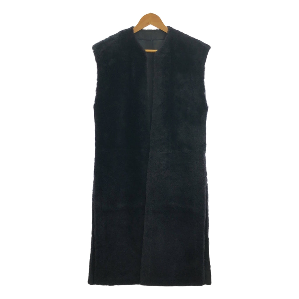 【美品】  HELMUT LANG / ヘルムートラング | リバーシブル ロング ムートンジレ | ブラック/ネイビー | レディース