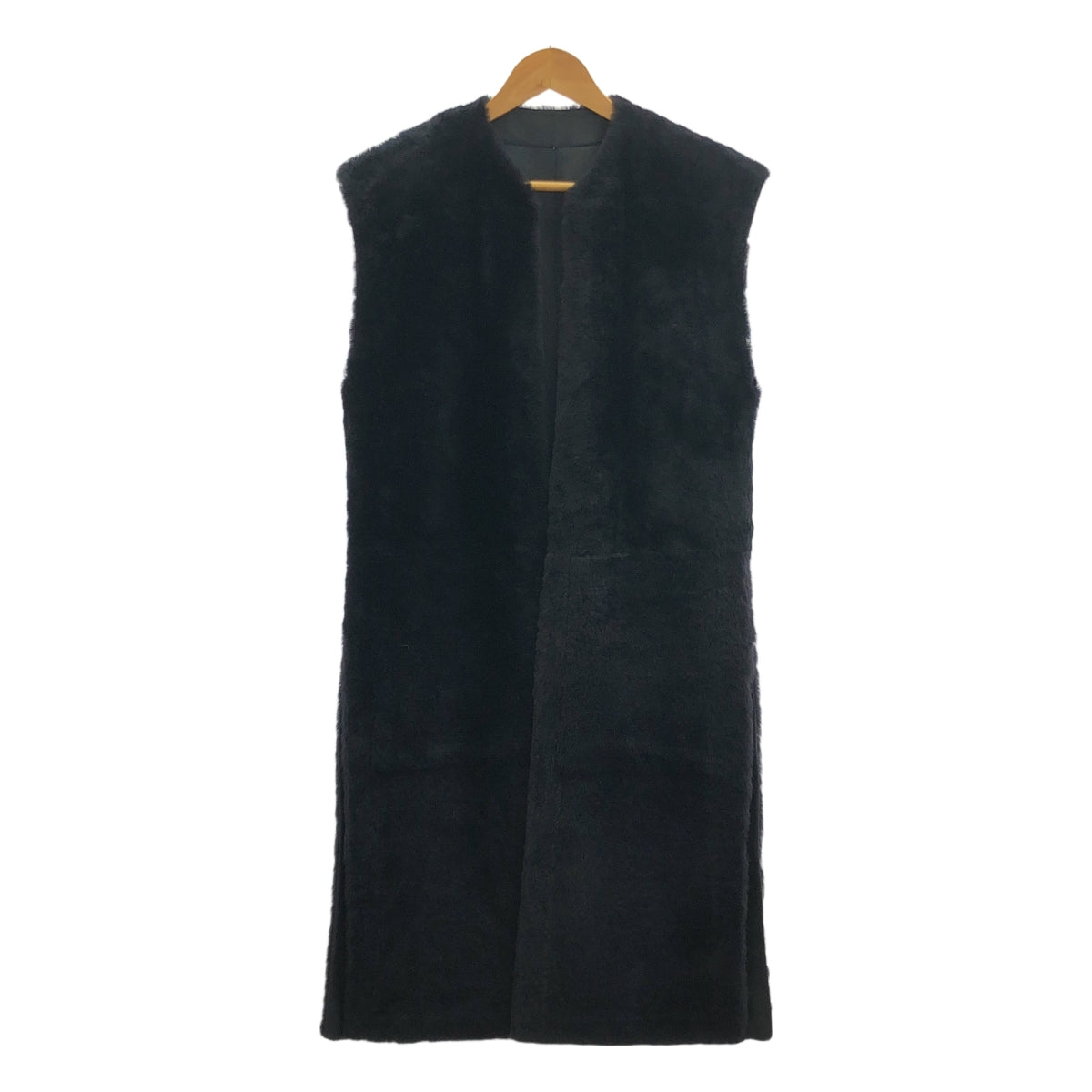 【美品】  HELMUT LANG / ヘルムートラング | リバーシブル ロング ムートンジレ | ブラック/ネイビー | レディース